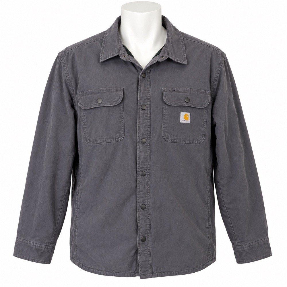Carhartt Rugged Flex Relaxed Fit Canvas Fleece Lined Shirt Jacket Men's 2XL Gray